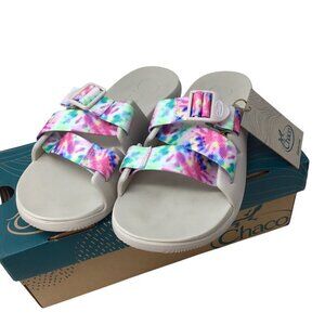 Chaco Chillos Slide Sandals NIB NEW Light Tie Dye Dyed Size 9 Comfort Walking